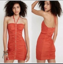 Free People Hold On Halter Dress Size S Orange Red Rust Halter New