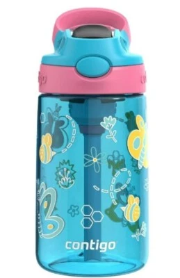 Contigo Kids 14oz AutoSpout Water Bottle Easy Clean Lid Blue Raspberry/Azalea