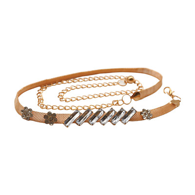 Women Gold Metal Chain Comfortable Waistband Belt Flower  display picture 3