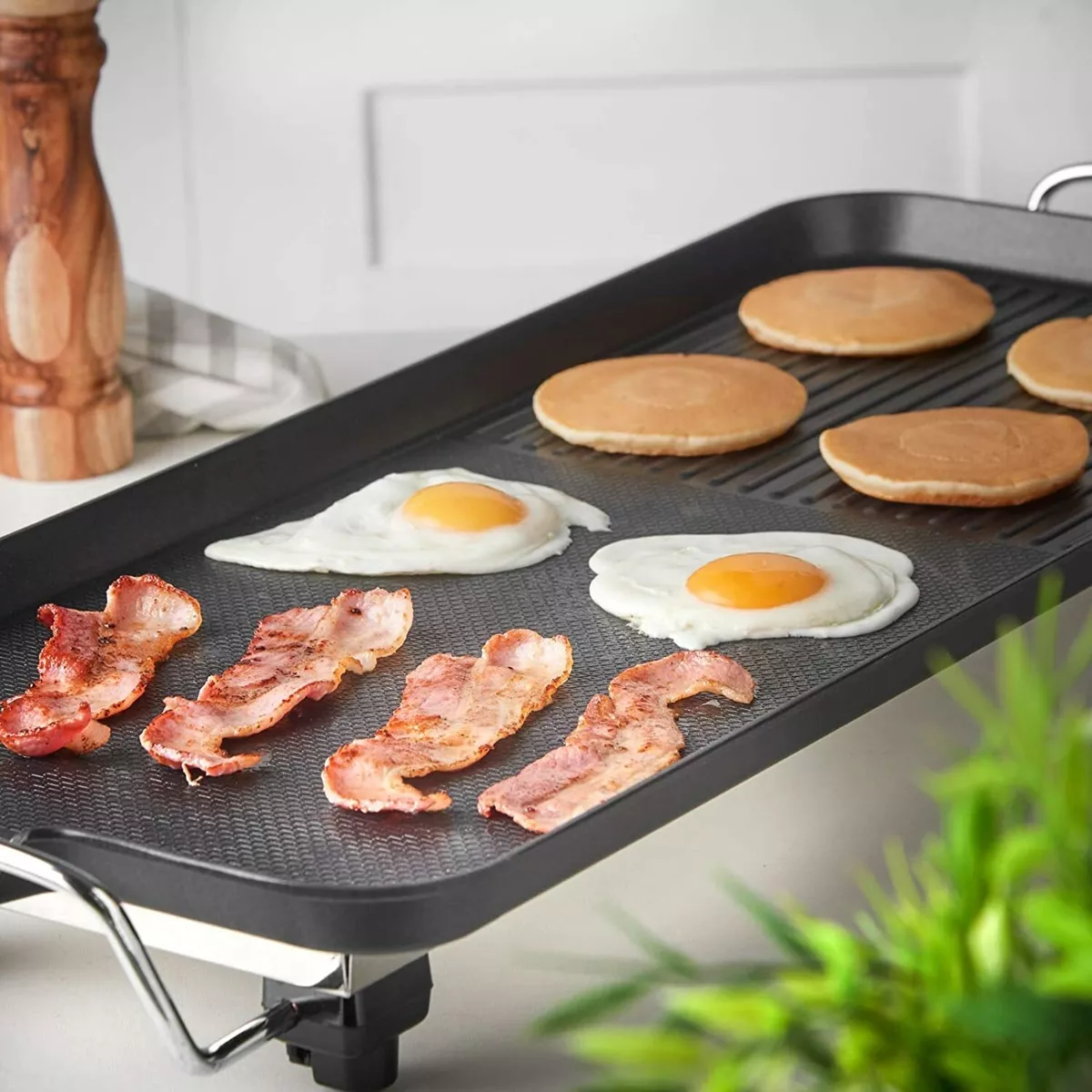 Electric Table Top Grill Griddle BBQ Hot Plate Camping Cooking Cast Iron  Pan New