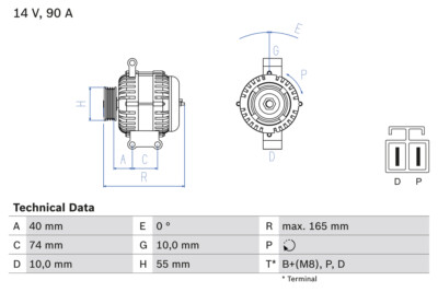Bosch 0 986 080 320 Alternator for Mazda