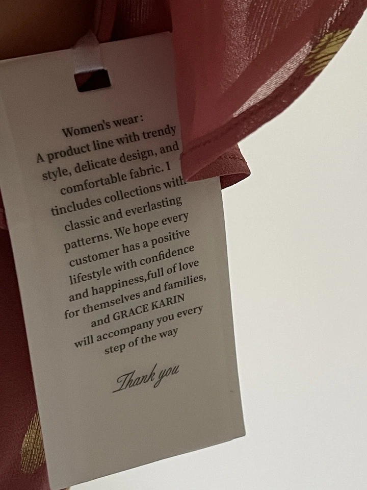 Vestido de Verano S GRACE KARIN Cuello en V Mangas Volantes Dividido Fluido en Niveles Flutter Dorado Foto 3 de 4