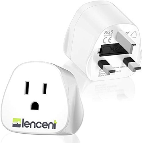 2 Pack LENCENT Travel Plug Adapter Converter Type G for US to UK British England - Picture 2 of 8