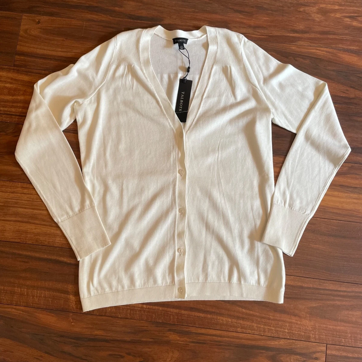 NWT Talbots white cardigan xs cotton/rayon sweater