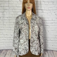 Coldwater Creek Embroidered Open Front Jacket Size L