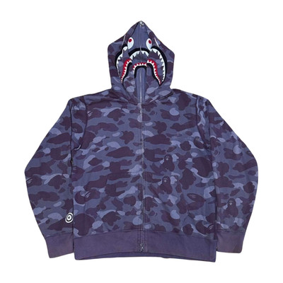 A Bathing Ape Double Shark Hoodie Size XL Full Zip Used
