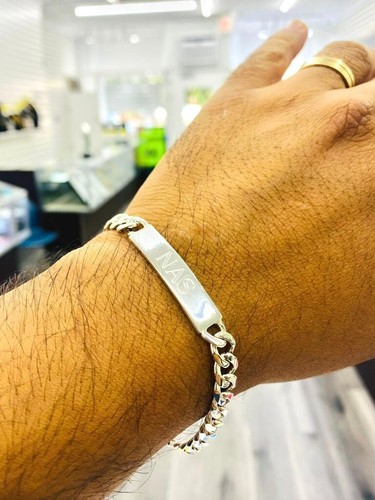 Men Cuban Link ID Bracelet Sterling Silver Personalization Jewelry Pulsera 8.25" - 第 4/12 張圖片