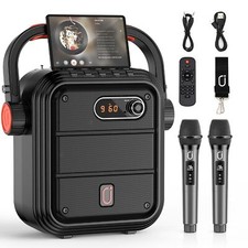 JYX Karaoke Machine with 2 Wireless Microphones, Portable Bluetooth Speaker P...