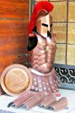 300 Spartan Copper Helmet with Armor Muscle Jacket + Leg & Arm Shield Costume