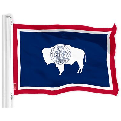 G128 Wyoming State Flag 3x5 Ft Printed 150D Polyester - Indoor/Outdoor