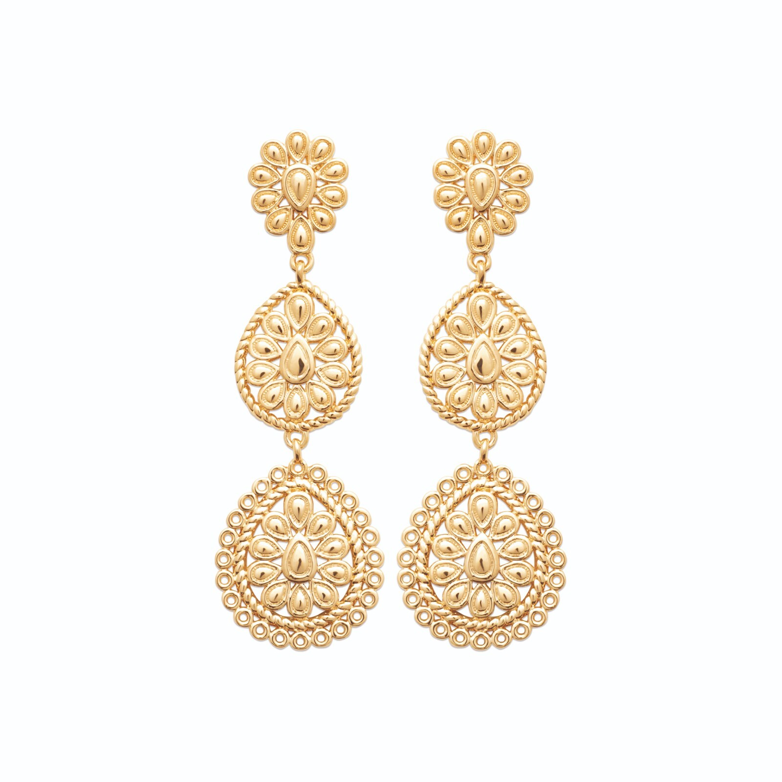 Boucles d'Oreilles Floral Or 18 carats le cadeau d'anniversaire idéal pour femme