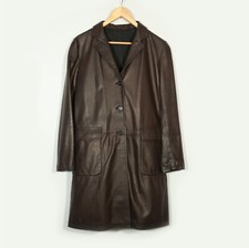 Vintage Margaret Howell Leather Trench Coat - Dark Brown- England Made- Uk12 Vgc