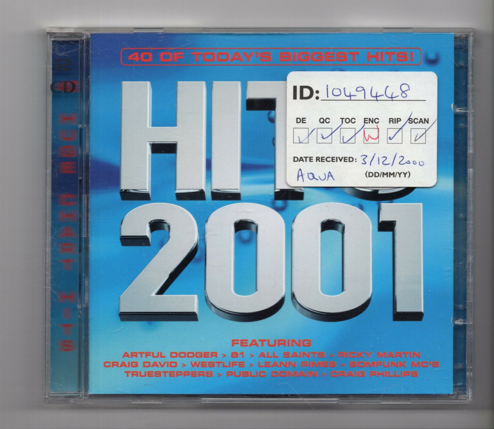 (JN570) Hits 2001, 40 tracks various artists - 2000 double CD