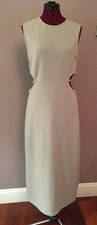 NWT ZARA WOMEN'S CUT OUT MIDI DRESS LIGHT KHAKI SIZE L 0264/073