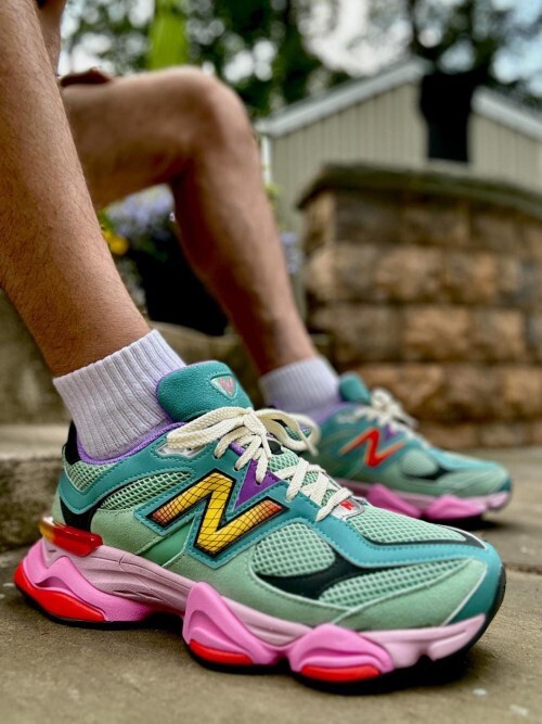 スニーカー New Balance 9060 Warped Multi-Color New Balance 9060 Warped Multi Colour Green Pink UK 5 10 11