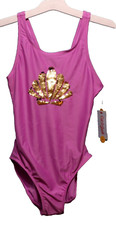 Cat  Jack NEW  Girl's Flip sequined Leotard size XL pinkish purple/gold shell