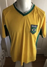 Brazil Brasil Soccer Futbol T-Shirt Yellow Men's XL 100% Polyester RX Rhinox