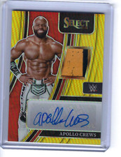 APOLLO CREWS 2022 PANINI SELECT WWE AUTHENTIC USED AUTO RELIC GOLD PRIZM /10