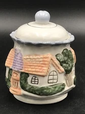 VINTAGE COTTAGE THEME SUGAR BOWL HEAVY.