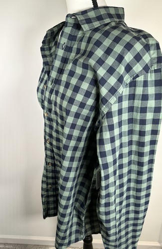 Neu mit Etikett Old Navy Herren XL marineblau/grün Gingham Alltagshemd normale Passform integrierte Flex - Bild 6 von 8