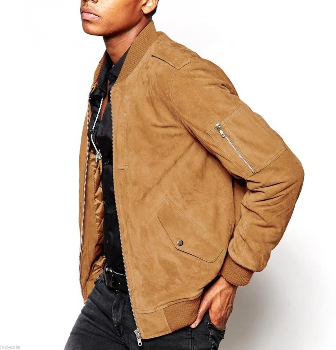 Mens suede bomber shop jackets sale