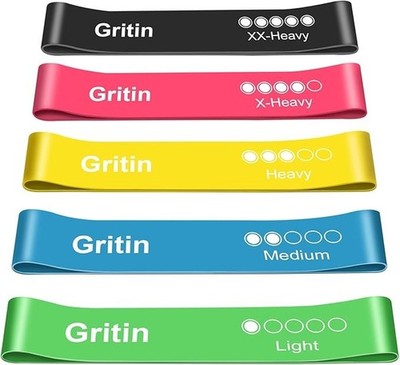 Gritin Fitnessbänder Widerstandsbänder Mit 5 Stufen,Latex Fitnessband Resistance