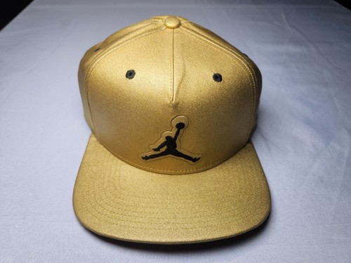 Air Jordan Hat Men Gold Jumpman Black Logo Snap Back Cap New