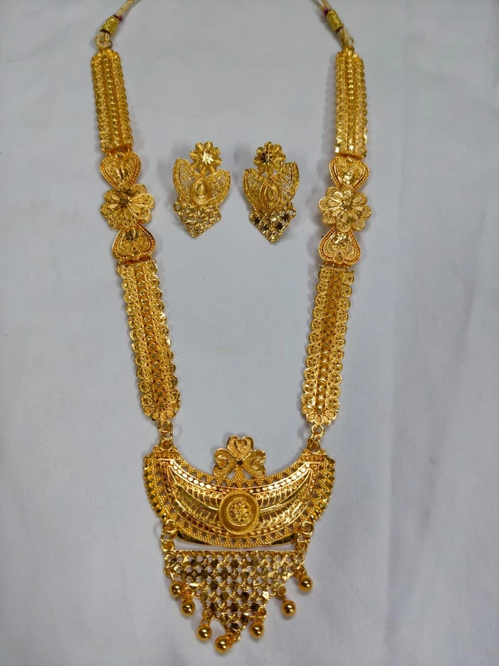 Collar indio tono dorado con pendiente cuello joyería de moda boda tradicional Foto 2 de 4