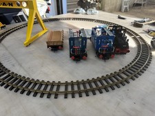 Playmobil Vintage 1986 Electric Train Track Set Blue Cars w/Crane and Flatbed