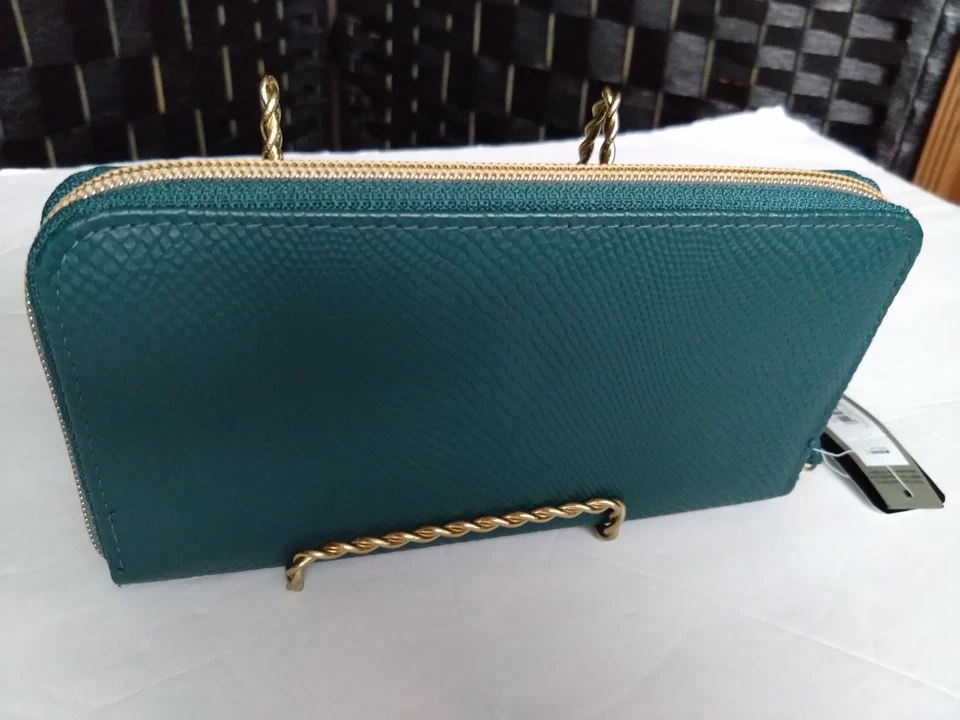 Nueva billetera sin asas Apt 9 verde azulado con cremallera alrededor de varios compartimentos Foto 3 de 4