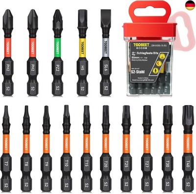 Impact Multi Schraubendreher-Bits-Set, Magnetischen S2-Stahl 50mm 15tlg. (Torx/P