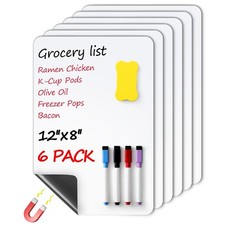 6 Pack Magnetic Dry Erase Board Sheet for Fridge, 12"x8" Erasable Refrigerator W