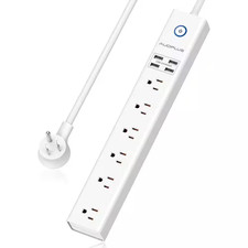 15 Ft. Flat Plug Surge Protector Power Strip, Long Extension Cord with 6 Widely
