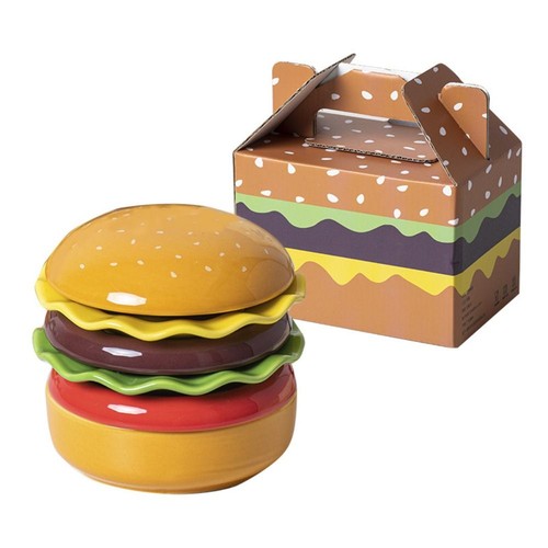 6-Schicht Hamburger Teller Set Stapelbar Geteilte Platten - Picture 4 of 12