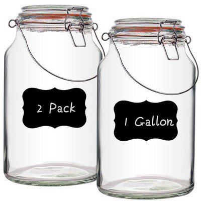 1 Gallon Glass Jar with Lids 2 Pack Large Glass Jar with Airtight lid Super Wide