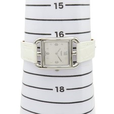 HERMES Cape Cod Watch CC1.210C Quartz Mother Of Pearl Diamond Dial Steel Leather 17