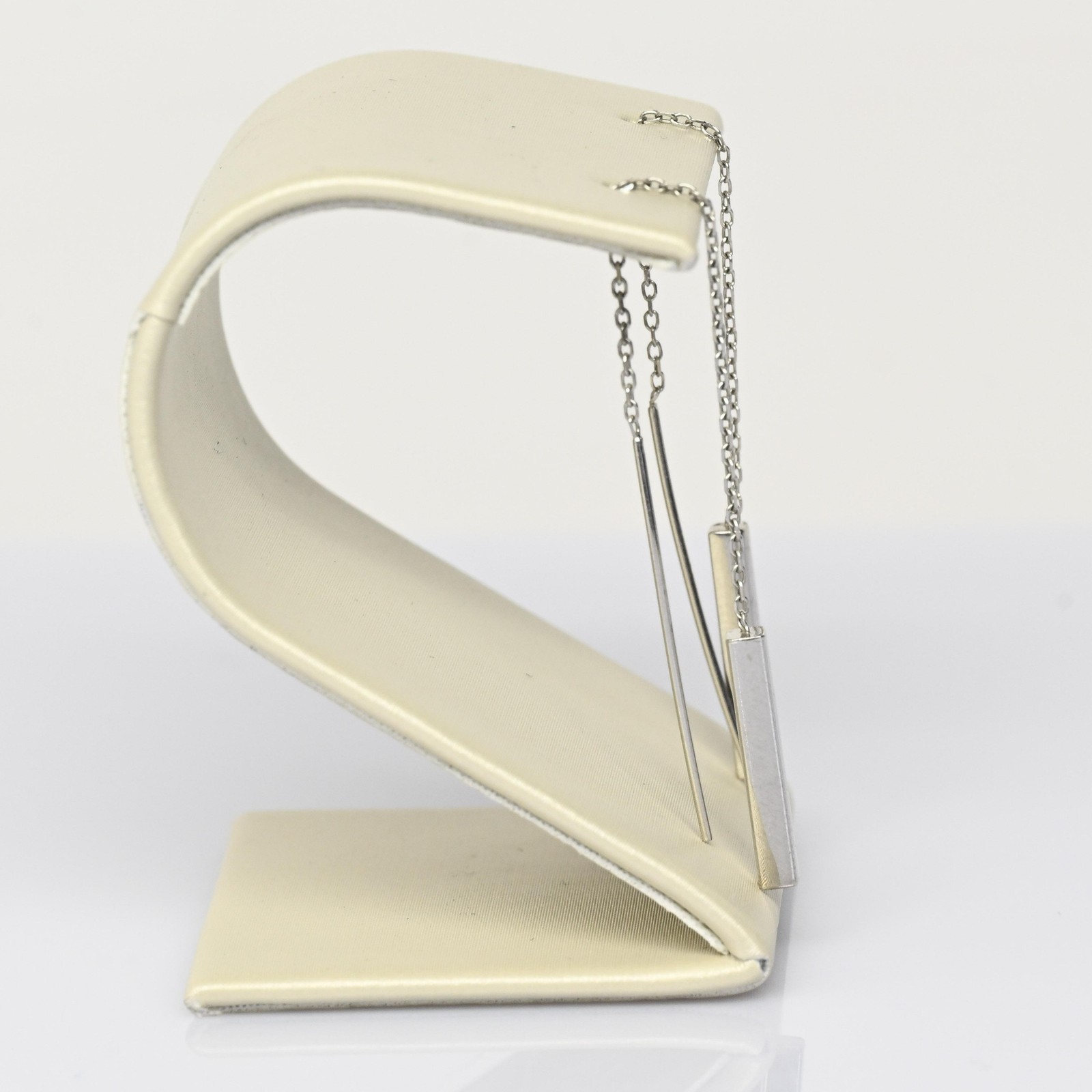 Rectangular Dangle 14k White Gold Threader Earrin… - image 3