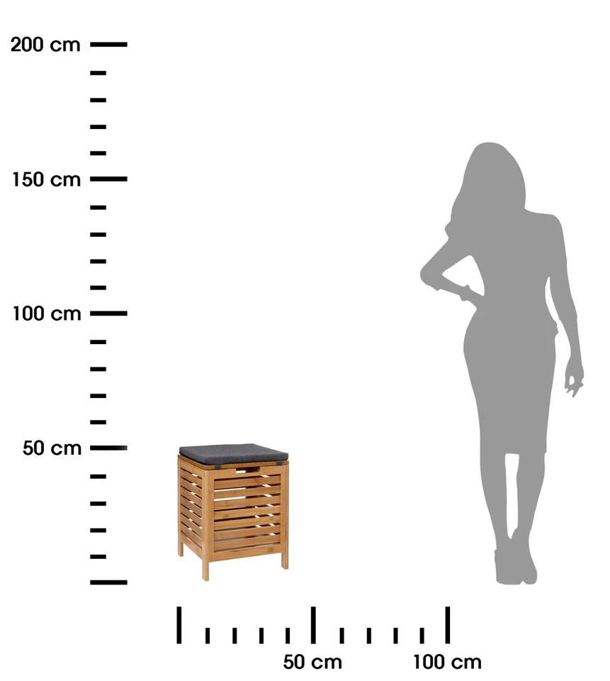 Wäschekorb mit Sitz Wäschesäcke Wäschebox Wäschesammler Wäschebehälter Bambus - Bild 3 von 4