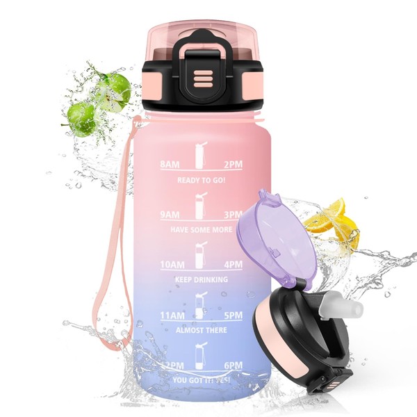 Trinkflasche 500Ml Auslaufsicher Bpa-Frei HoneyHolly FüR Kinder, Blau-image