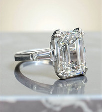 6.50 Ct E VS1 Emerald Cut Lab Grown Diamond Ring IGI Certified Platinum GIA Auth