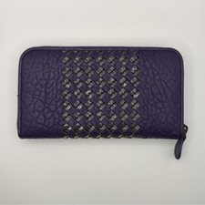 Bottega Veneta Purple Intrecciato Woven Zip-Around Wallet