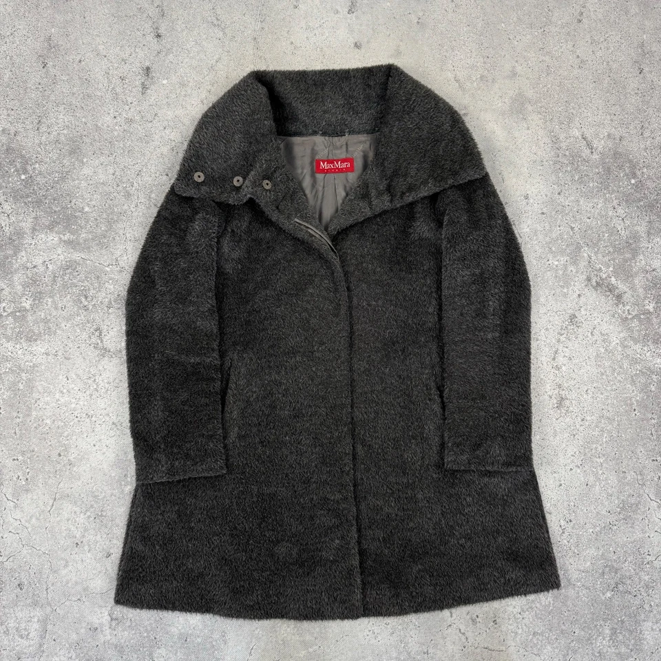 Max Mara Studio Alpaca Virgin Wool Grey Coat Womens Size 42 / M - Image 2 of 4