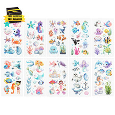 80 Piece Ocean Animals Temporary Tattoos Themed Birthday Party Decorations Favor