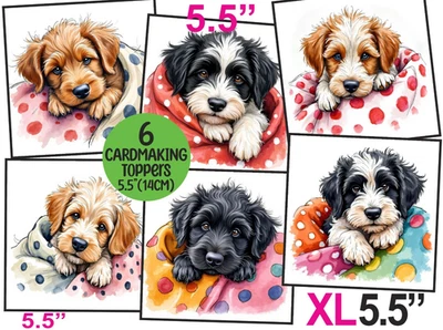 WEDDING WISHES UK Cute Dogs/Puppies Cardmaking Card TOPPERS Scrapbooking XL 5.5" Tags Birthday