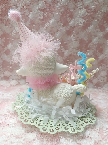 ๐๐ Carino! Vintage Dolce Primavera Pasqua Agnello Coniglietti Pulcini Pastello Assemblaggio - Foto 12 di 15