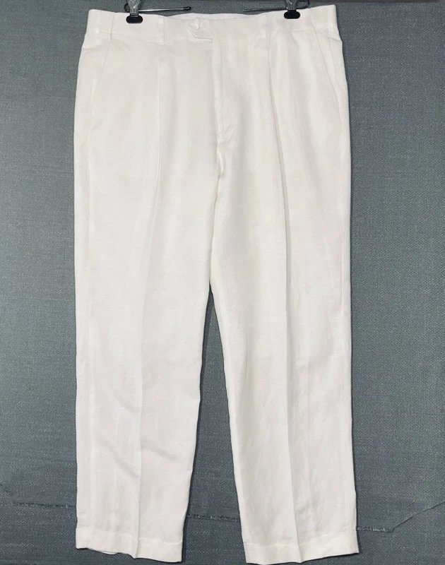 knee length dresses for ladies Men's White Linen Pants main image 1