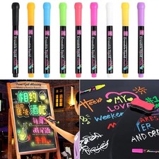 9x Liquid Chalk Markers Pens For AD Blackboard Black Signs Chalk Board LED Glass
