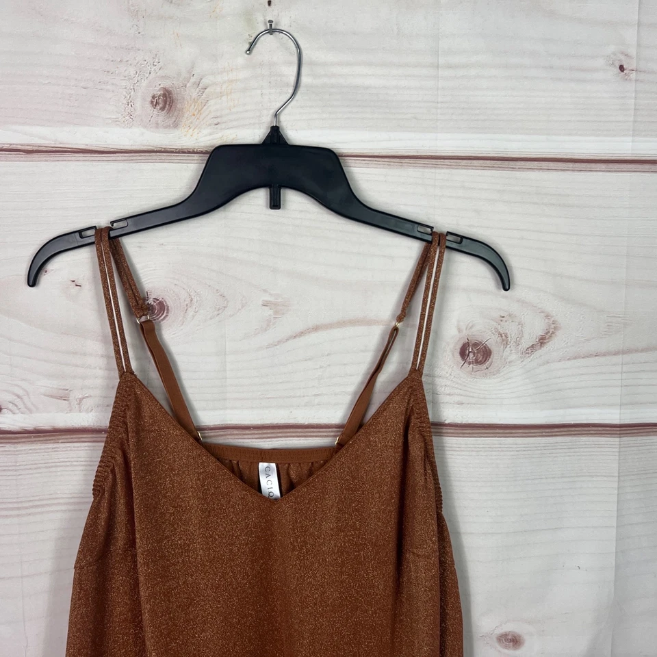 Blusa de dormir Cacique feminina 18 20 marrom cami regata gola V alça de espaguete cropped - Imagem 2 de 4