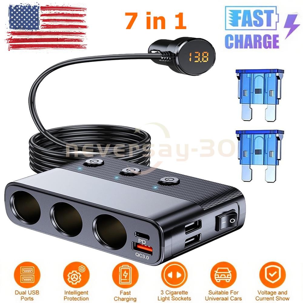 Socket Splitter Outlet Power Adapter 3 Ways Charger Us