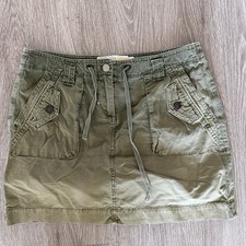 J.Crew Broken-In Chino Green Mini Skirt 8 Ripstop Cargo Utility Drawstring